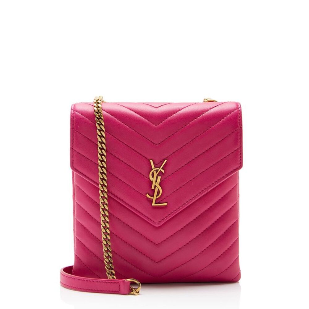 Saint Laurent Matelasse Lambskin Monogram Small Double Flap Bag